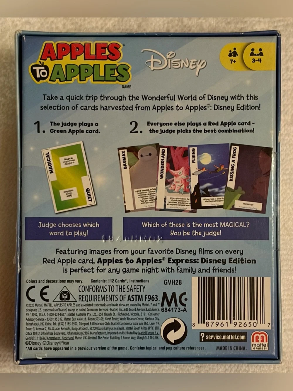 Disney Apples to Apples Game - Blue, Red, Yellow, Green